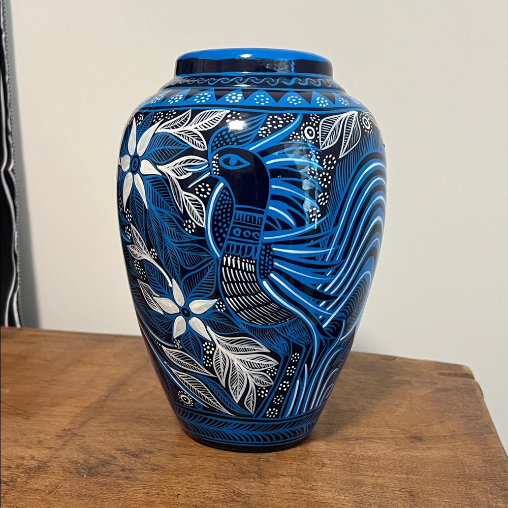 Blue and Black Decorative Vase